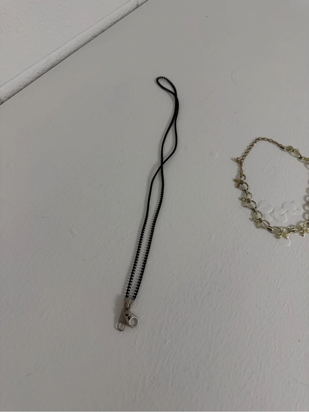 Silver and black zipper necklace minimalist